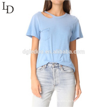 Camiseta de la blusa de las mujeres de la manga corta del diseño del fabricante de la ropa de la alta calidad